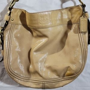 Authentic Coach Zoe Patent Leather Beige Purse